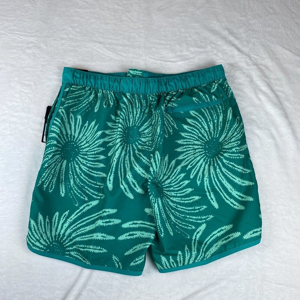Speedo E-Board Swim Shorts Mens XL Green Floral Print Mesh Liner Stretch UPF 50+ - Picture 2 of 5